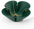 Grained Faux Leather Flower Shaped Valet Tray Large, Dark Green by Unknown