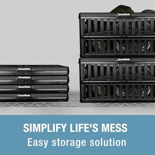CleverMade Collapsible Utility Crates, 60L Storage Crate, 3 Pack, Obsidian - Image 3