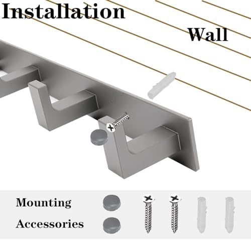 Coat Rack, Heavy Duty Stainless Steel 4 Tri Coat Hook Hanger, Wall Mounted Storage Wall Hooks, Rustic Clothes Hook/Key Hook Rail for Bathroom Kitchen Entryway(4 Hook Grey) - Image 6