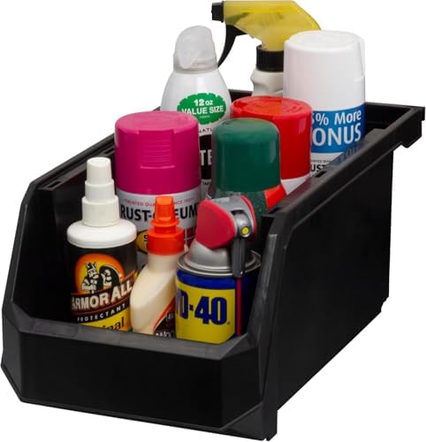 Akro-Mils ReadySpace Large Stackable Plastic Storage Bins, 6-Pack, Black - Image 6