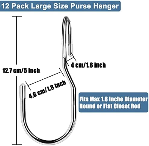 Unique Twist Design Bag Hanger Purse Hooks - 5 Inch Large Size Closet Rod Hooks for Hanging Bags, Purses, Handbags, Belts, Scarves, Hats, Clothes, Pans and Pots (12 Pack) - Image 4