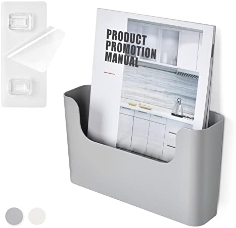 YOHOM Adhesive File Holder Door Mount Mail Magazine Organizer, Office Wall Mount Single Pocket, Gray by Yohom