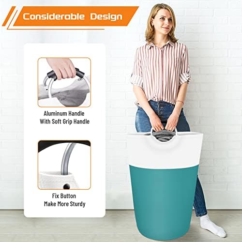 BlissTotes 75L Laundry Basket, Freestanding Collapsible Hamper, Green - Image 5