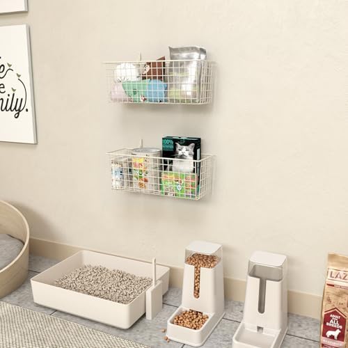 Kinlink 2 Sets White Extra Large Hanging Wall Basket with Steel Hooks - Image 6