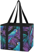 Trunk Organizer Collapsible Car Organizer with Handle Car Storage Box Bin for Groceries SUV Utility Tote Bag Portable Vehicle Container Parrot and Palm Leaf Black by WelcometoElliTarr