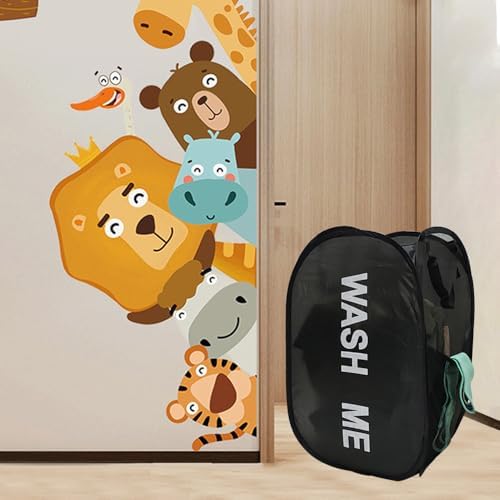 Collapsible Mesh Pop Up Laundry Hamper 2Pack Foldable Laundry Basket for clothing, stuffed animals, towels, for Laundry Room, Dorm, Apartment (Black+Grey) - Image 4