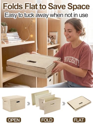 MADHOLLY 4Pcs 27qt Fabric Under Bed Storage Bins with Lids for Dorm Room - Image 4
