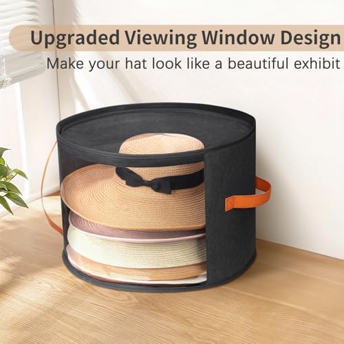 kushon Oversized Clear Hat Storage Box for Women, Cowboy Hat Organizer for Closet, Wide Brims Hat Case with Carrying Handles, Hat Bag (Black) - Image 2