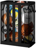 STO STO Ball Storage Basket, Wall-Mounted or Freestanding Garage Ball Organizer Holder, Holds up to 15 Balls, Sports Equipment Organizer with Elastic Front Access for Garage, Gym, Playroom, Black by STOSTO