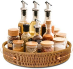 12 Inch Rattan Lazy Susan Organizer for Cabinet with Handles by Unknown