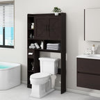 Vabches Over The Toilet Storage Cabinet with 2 Barn Doors, Caramel - Image 7