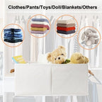 Fordonral Pack of 3 Large Capacity Storage Bins Closet Organizer System, Sturdy Foldable Boxes for Organizing Clothing, Sheets, Toys, Books - Shelf Shelves Basket Bin Linen White - Image 2