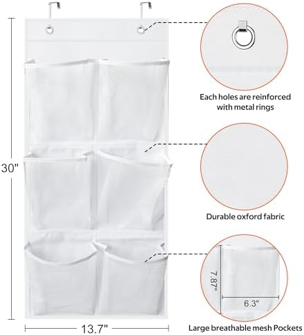 KIMBORA 2 Packs Narrow Over the Door/Wall Shoe Organizer Cruise, Small Hanging Shoe Rack for Closet with Clear Mesh Pocket for Bathroom, RV, Pantry, Camping (White) - Image 4