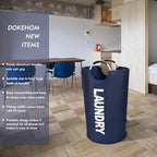 DOKEHOM 125L X-Large Laundry Basket Bag, Collapsible Tall Hamper, Dark Blue - Image 2