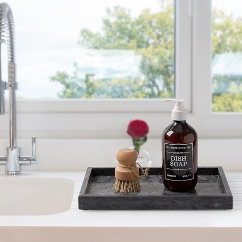 Natural Large Marble Vanity Tray, Stone Organizer for Bathroom & Kitchen - Image 4