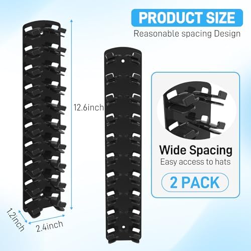 WPESI Hat Organizer for Baseball Caps 2Pack, Hat Rack for Wall with Strong Adhesive Hold up to 20 Hats (BLACK) - Image 5