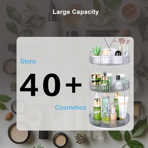 360 Rotating Makeup Organizer, 3 Tier Large Capacity Lazy Susan Bathroom Counter Organizer, Skincare Organizers, Spinning Perfume Organizer & Vanity Organizer Countertop (Classic Grey, 3 Tier) - Image 6