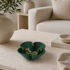 Grained Faux Leather Flower Shaped Valet Tray Large, Dark Green - Image 6