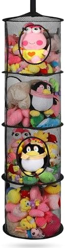Hanging Stuffed Animal Storage Hammock Net 4 Tiers, Black by coastalrose