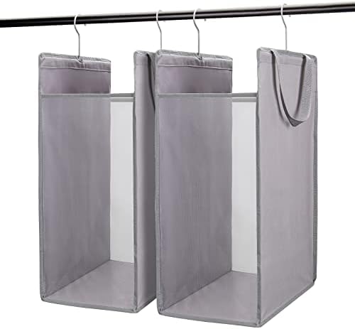 FENTEC Hanging Laundry Hamper，2 Pack Grey Hanging Laundry Basket by Fentec