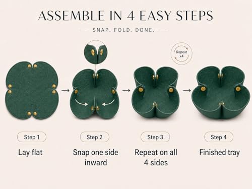 Grained Faux Leather Flower Shaped Valet Tray Large, Dark Green - Image 5