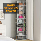 SpaceAid 9 Tier Rotating Shoe Rack Tower, Spinning Shoe Display Lazy Susan, Revolving 360 Shoe Rack Storage Round Carousel, Vertical Handbag Rotate Shoes Closet Organization (9-Tier Gray) - Image 5