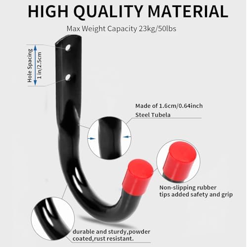Wall Mount Garage Storage Hooks, Heavy Duty Steel Storage Hook Great for Garden Tools, Hoses, Lawn Mowers (5.5Inch x 4Inch) - Image 6