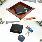 Haooryx 2Pcs PU Valet Tray Keychain Desktop Storage Organizer, Best Papa Ever Gift Brown PU Leather Catchall Tray Nightstand Caddy Holder for Keys Watch Phone Wallet Jewelry - Image 6