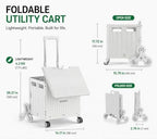 Foldable Utility Cart with Stair Climbing Wheels, Collapsible Rolling Crate with Telescoping Handle, Folding Shopping Trolley Handcart Grocery Book File Tool Teacher Storage Basket (Green, 8 Wheels) - Image 2