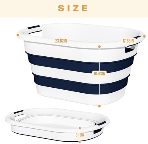 43L(11.5Gallon) Collapsible Laundry Baskets plastic (Blue, 2 Packs) - Image 4