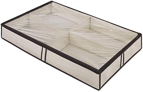 Whitmor 4 Section Underbed Boot Bag, White, Black by Whitmor