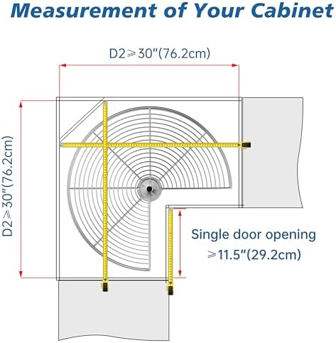 JOWBOOW 28" Corner Cabinet Lazy Susan Turntable, 270° Adjustable Height Chrome Replacement Shelves for Kitchen Corner Cabinet - Image 4