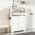 Nicetree Shoe Cabinet with 3 Flip Drawers, Modern Entryway Organizer, White by Nicetree