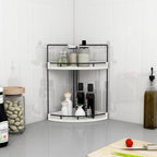 Dorhors 2-Tier Rustic White Corner Bathroom Shelf - Image 6