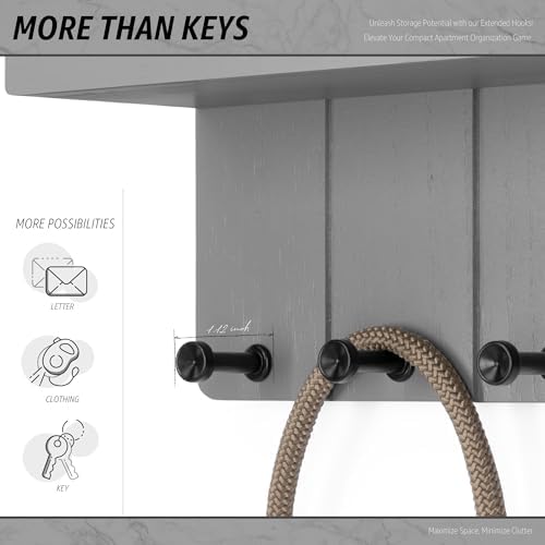 Rebee Vision Key Holder Wall Mount with Shelf for Home Decor, Light Gray - Image 4