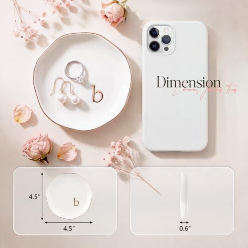 Ceramic Jewelry Tray, White Initial B Personalized Jewelry Dish - Image 2