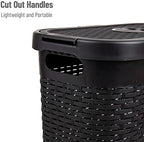 Mind Reader Slim Laundry Hamper with Lid, 40L Clothes Basket, Narrow Tapered Design with Ventilated Cutout Pattern, Plastic, Set of 2, Black - Image 4