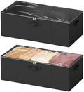 SpaceAid 2 Pack 10" High Under Bed Storage Containers, Large Underbed Storage Organizer Bins with Lids for Bedroom, Dorm, Clothes, Closet Organization, Bed Sheets and Blankets (Black) by SpaceAid