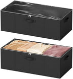 SpaceAid 2 Pack 10" High Under Bed Storage Containers, Large Underbed Storage Organizer Bins with Lids for Bedroom, Dorm, Clothes, Closet Organization, Bed Sheets and Blankets (Black) by SpaceAid