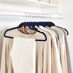 Amazon Basics Slim Velvet Non-Slip Space Saving Suit Clothes Hangers for Closet Organization, Navy Blue/Silver, 50-Pack - Image 6
