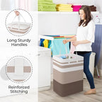 StorageRight Laundry Basket Hamper, 75L Collapsible Clothes Storage, Khaki - Image 4