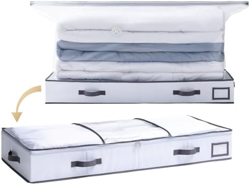 TAILI Under Bed Jumbo Vacuum Seal Storage Bags for Comforters and Blankets, Large Capacity White Foldable Box Save 80% Space, 41" x 17.7" x 6" by TAILI