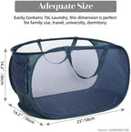 Durable Collapsible Laundry Baskets, Mesh Pop Up Laundry Hamper with Side Pocket, Foldable Clothes Storage Hamper with Reinforced Carry Handles for Laundry, Bathroom, Kids Room, Dorm or Travel Navy - Image 3