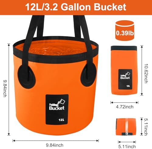 Car Wash Bucket 3.2 Gallon, Collapsible Bucket for Cleaning, Fishing Bucket with Handle for Car Washing, Traveling, Beach, Portable Wash Basin for Cleaning Supplies RV Essentials and Outdoor Camping - Image 2