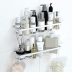 Shower Caddy Organizer with Hooks,Self Adhesive Bathroom Shelves,No Drilling Bathroom Organizers and Storage,Perfect for RV, Apartment, Home Decor,2 Pack White by Unknown