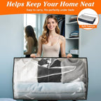 90L Under Bed Storage Containers, Storage Bags, Organizers, 2-Pack, Blue | Foldable, Soft Fabric, Closet Organizers, Reinforced Handle, Label Holder, Clear Window, for Comforters, Clothing, Blankets - Image 6