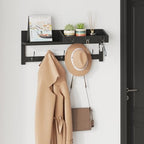 AMBIRD Wall Hooks with Shelf, 26.57 Inch Entryway Wood Coat Hooks for Wall, Coat Rack Wall Mount Rack with 5 Dual Hooks 3 Key Hooks Mail Organizer and Key Rack Key Holder (Black) - Image 5