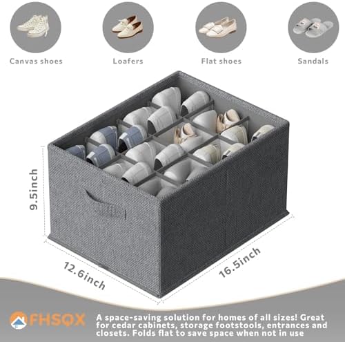 FHSQX 2 Pack Shoe Organizer for Closet,Foldable Shoe Organizer,Fits up to 24 Pairs,Storage Containers With Bottom Support for Shoes - Image 3