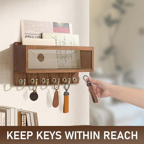 Rebee Vision Key Holder Wall Mount with Mesh Basket for Home, Golden Hook - Image 6