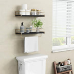 Forbena Black and Gold Bathroom Floating Shelves for Wall, Decorative Wall Mounted Shelves for Kitchen Coffee Bar Station Organizers and Storage, Hanging Shelving Unit for Bedroom Living Room (2-Pack) - Image 2